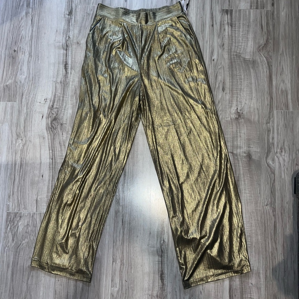Gold Metallic high waisted womens Pants